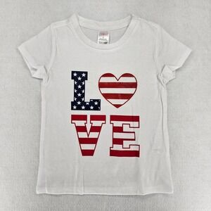 Swiggles Patriotic Love Graphic Tee‎ Shirt USA Flag Top Kids 4th of July Size 3T